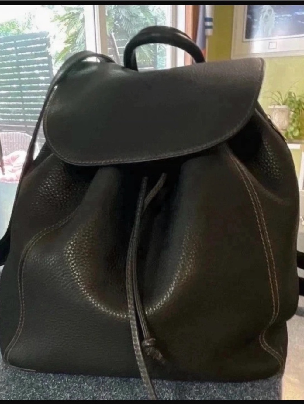 Coach Sonoma Black Leather Drawstring Backpack